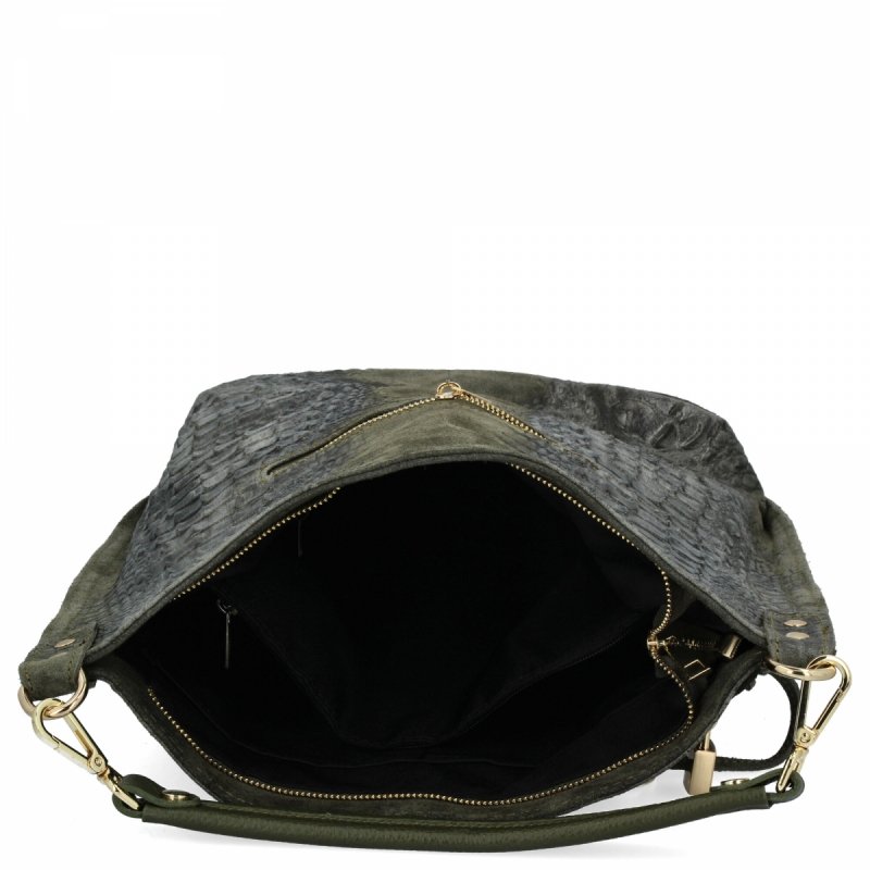 Torebka Skórzana w Motyw Zwierzęcy Zielona