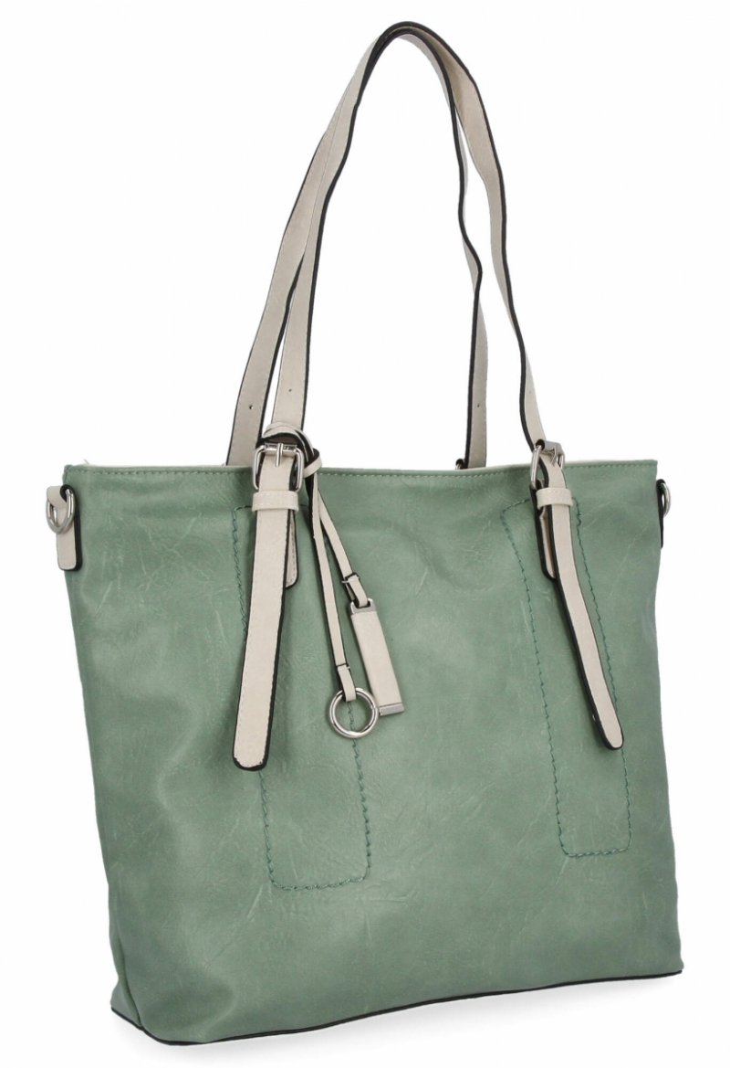 Uniwersalna Torebka Damska Shopper Bag XL firmy Hernan Jasno Zielona/Beżowa