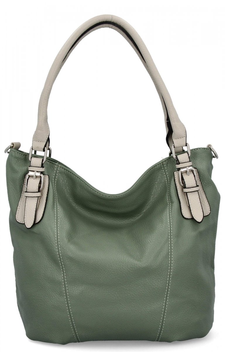 Torebka Damska Shopper Bag XL firmy Hernan Jasno Zielona/Beżowa