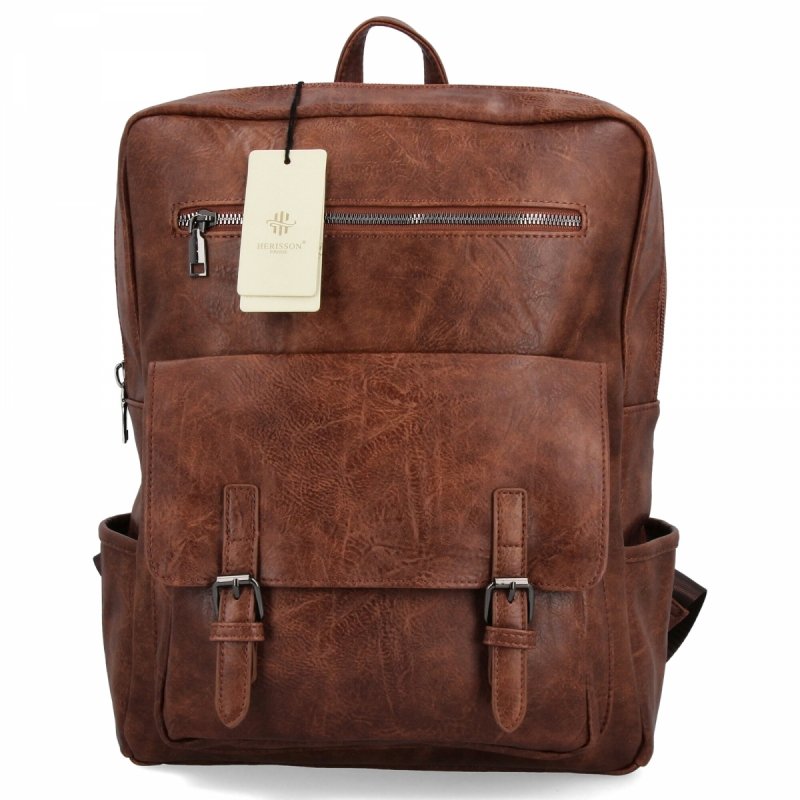 Stylowy Plecak Damski Vintage firmy Herisson Brązowy