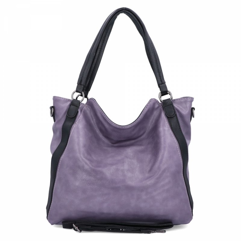 Duża Torebka Damska Shopper Bag firmy Hernan Ciemno Fioletowa