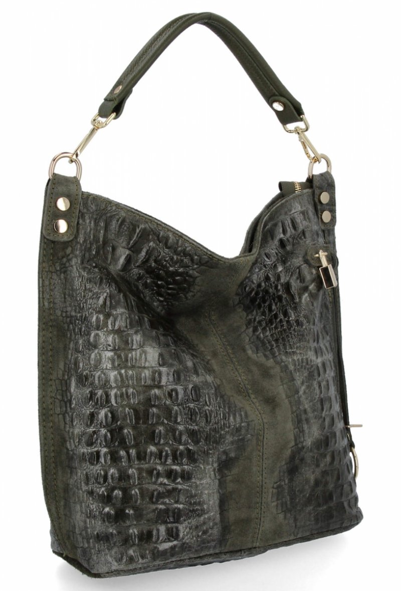 Torebka Skórzana w Motyw Zwierzęcy Zielona