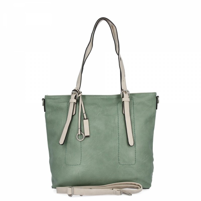 Uniwersalna Torebka Damska Shopper Bag XL firmy Hernan Jasno Zielona/Beżowa