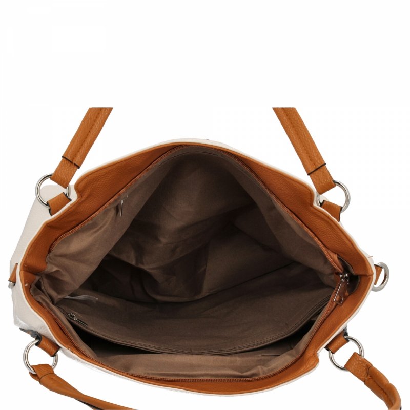 Torebka Damska Shopper Bag XL firmy Hernan HB0337 Beżowa/Ruda