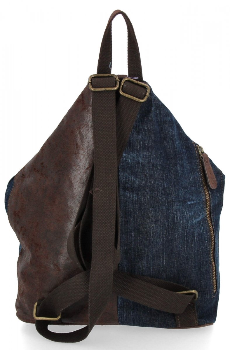 Modny Plecak Damski XL Czekoladowy/Jeansowy