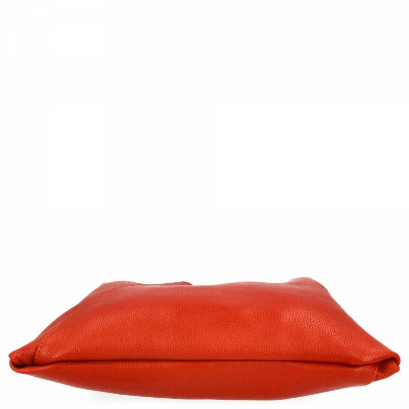 Torebka Skórzana Shopper Bag z Etui Pomarańczowa