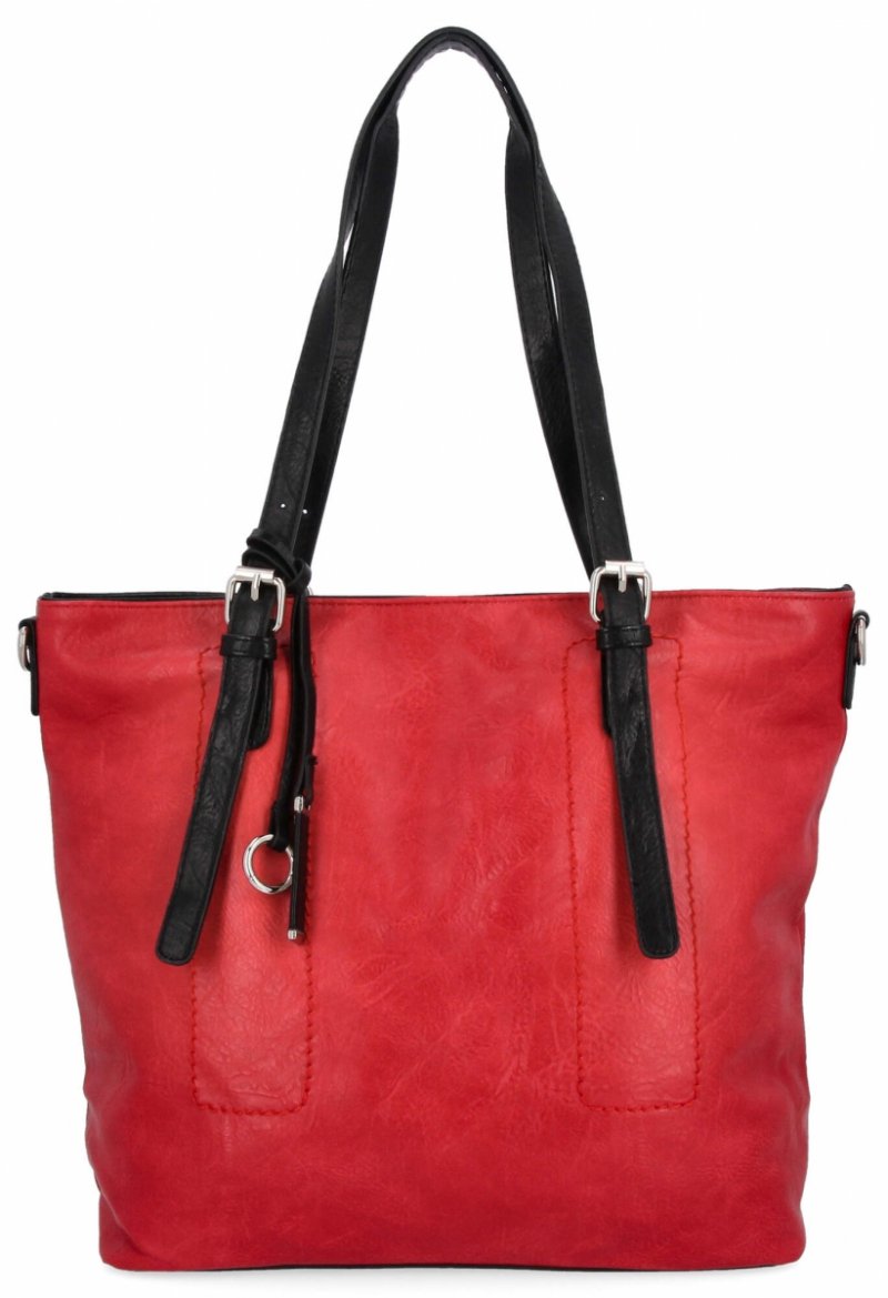 Uniwersalna Torebka Damska Shopper Bag XL firmy Hernan Czerwona/Czarny