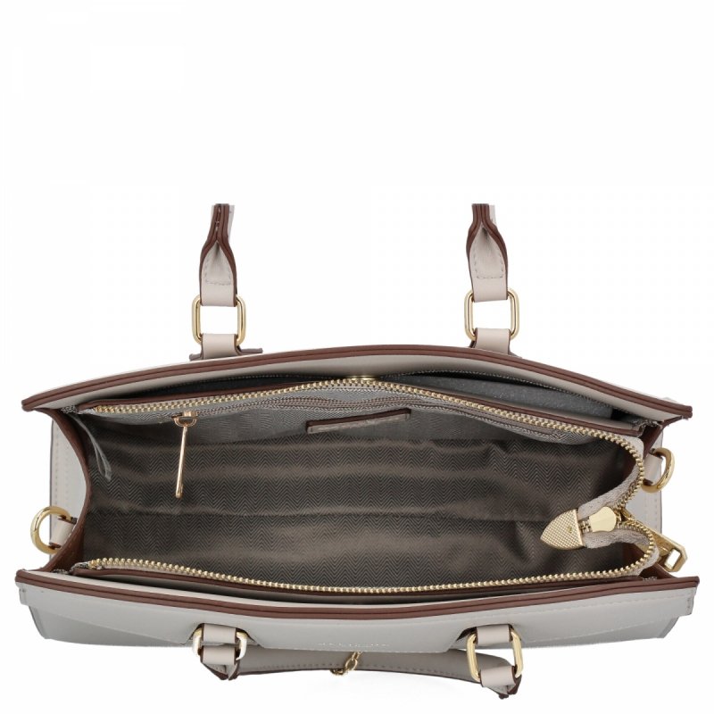 Torebka Damska Elegancki Kuferek 3 Komory firmy Herisson Jasno Szara