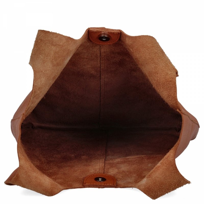 Torebka Skórzana Shopper Bag z Kosmetyczką Brązowa