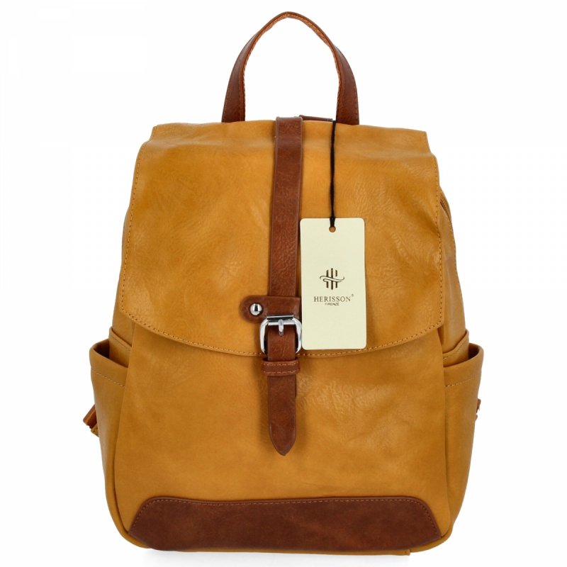 Plecak Damski w Stylu Vintage firmy Herisson Żółty