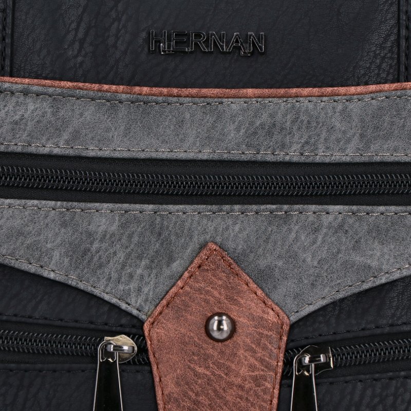 Torebka Damska typu Shopper Bag firmy Hernan Czarna/Szara