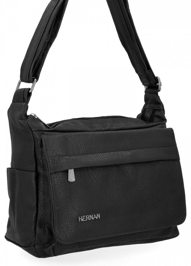 Torebka Damska Listonoszka 2 Komory firmy Hernan Czarna