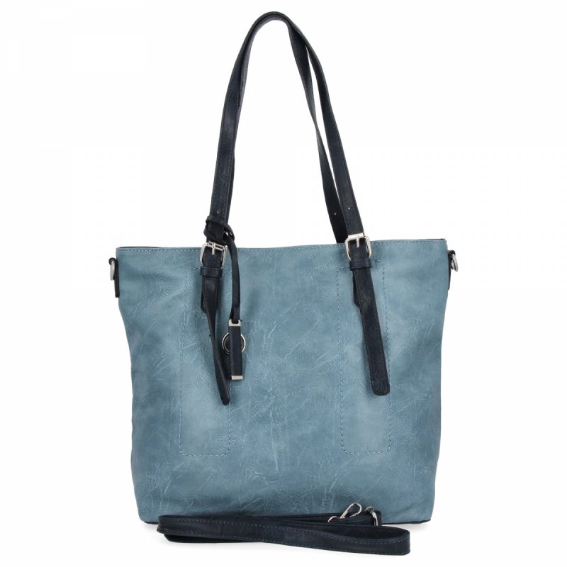 Uniwersalna Torebka Damska Shopper Bag XL firmy Hernan Jasno Niebieska/Granatowa