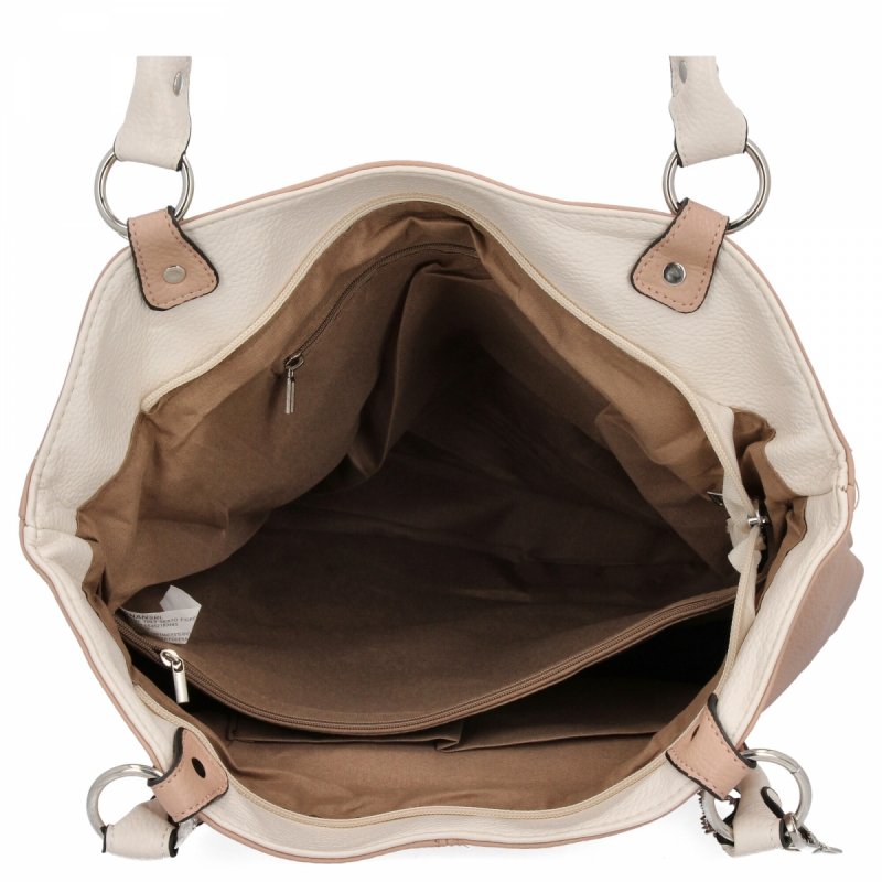 Torebka Damska Shopper Bag XL firmy Hernan Pudrowy Róż/Beżowa