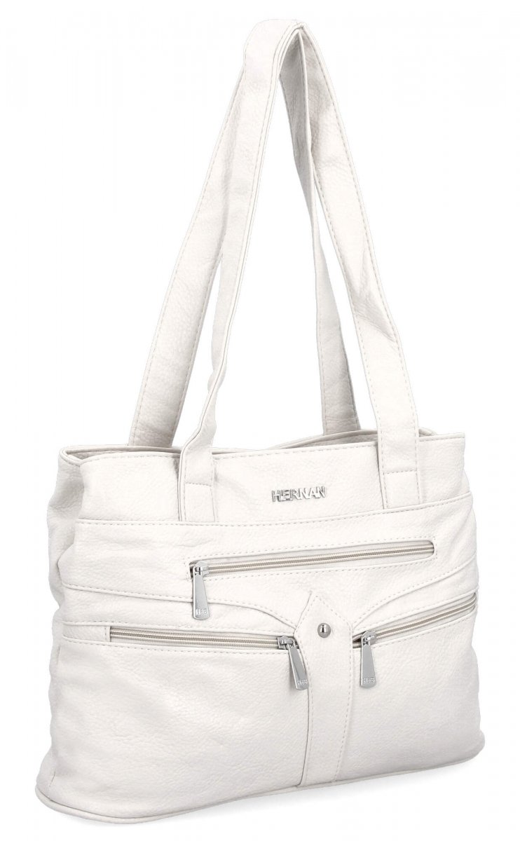 Torebka Damska typu Shopper Bag firmy Hernan Biała