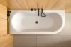 BESCO Wanna wolnostojąca Avita A-line 150x75 P/L + syfon klik-klak chrom z przelewem slim #WAA-150APS