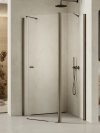 NEW TRENDY Kabina prysznicowa New Soleo Gunmetal Brushed, pięciokątna, asymetryczna, drzwi pojedyncze 100x80 K-1709