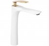 REA - Bateria umywalkowa ORBIT White Gold / Biało Złota Wysoka