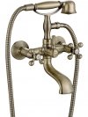 KUCHINOX - Bateria wannowa STILO ścienna z zestawem natryskowym Mosiądz Antyczny  BKI_511D