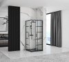 REA - Kabina prysznicowa kwadratowa CONCEPT Black 80x80 czarna krata drzwi przesuwne