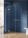 NEW TRENDY Kabina prysznicowa z uchwytem relingowym szkło 6mm AVEXA GOLD BRUSHED 110x100 EXK-3031/EXK-3061