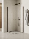 NEW TRENDY Kabina prysznicowa NEW SOLEO GUNMETAL BRUSHED 2D prostokątna U 80x100x195 szkło czyste 6mm Active Shield - wahadłowe K-2179