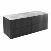 BESCO Szafka Akya Linea Gun Metal Matt 131x52,5x51 z umywalką biały połysk + klik-klak czarny matt #KAL-131-PGB