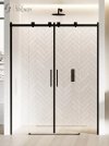 NEW TRENDY Drzwi prysznicowe przesuwne 2-skrzydłowe SOFTI BLACK 180x200 EXK-3964