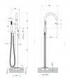 OMNIRES bateria wannowa wolnostojąca 96cm miedź połysk Y1233-SCP