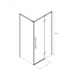 SEA HORSE Kabina asymetryczna prostokątna FRESH LINE czarna 90x120x195 BK248T09/12KL/KP