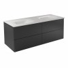 BESCO Szafka Akya Classic Gun Metal Połysk 131 z umywalką biały połysk + klik-klak biały #KAC-131-PGW