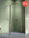 NEW TRENDY Kabina prysznicowa New Soleo Copper Brushed, walk in, z dodatkową ścianką 70x195 K-2113