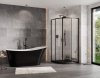 BESCO Kabina prysznicowa z brodzikiem 80x80x190 Zarya Black 80 + brodzik Alex 80 ZB-AL-80-190
