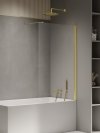 NEW TRENDY Parawan nawannowy NEW SOLEO LIGHT GOLD stały U 80x140 szkło czyste 6mm Active Shield - wsp. prostopadły P-0117-WP