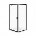 CERSANIT - SET C702: Kabina kwadratowa ARTECO 90x90x190 czarna szkło transparentne + brodzik TAKO biały 4 cm  S913-020