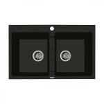 OLTENS Gravan zlewozmywak granitowy 2-komorowy 78x50 cm czarny mat 72400300