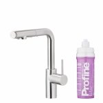 ARMATURA KRAKÓW KFA DUERO PURE BASIC bateria kuchenna z funkcją filtracji wody i wyciąganą wylewką, INOX + zestaw filtrujący PROFINE LILAC S 6623-115-22