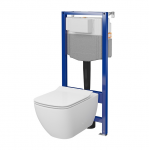 CERSANIT - Set C26 - stelaż podtynkowy AQUA 50 MECH QF + miska zawieszana VIRGO by Cersanit CleanOn + deska SLIM antybakteryjna, wolnoopadająca, z funkcją łatwego wypinania  S701-805