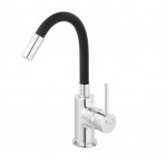 FERRO - Bateria umywalkowa FIESTA stojąca, elastyczna wylewka, czarna  BFI2FB