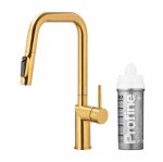 ARMATURA KRAKÓW KFA DUERO PURE STYLE bateria kuchenna z funkcją filtracji wody i wyciąganą wylewką, GOLD + zestaw filtrujący PROFINE SILVER S 6623-314-31