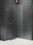 NEW TRENDY  Kabina prysznicowa AVEXA COPPER BRUSHED walk-in U 140x200 szkło czyste 8mm Active Shield 2.0  EXK-7173