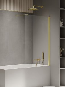 NEW TRENDY Parawan nawannowy NEW SOLEO LIGHT GOLD stały U 70x140 szkło czyste 6mm Active Shield - wsp. prostopadły P-0116-WP