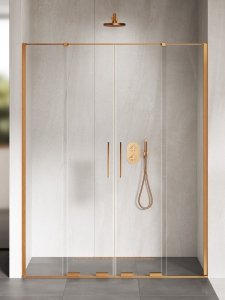 NEW TRENDY Drzwi wnękowe SMART COPPER BRUSHED 2D U 160x200 szkło czyste 8mm Active Shield 2.0 EXK-7664