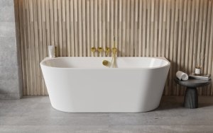 BESCO Wanna wolnostojaca Vica New 150x80 z syfonem chrom z napełnieniem przez przelew #WAS-150VNN