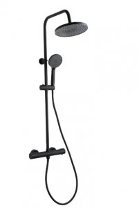 INVENA - Deszczownia z baterią natryskową VOLOS czarny  AU-37-T04-V