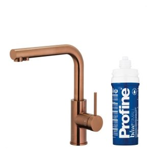 ARMATURA KRAKÓW KFA DUERO PURE BASIC bateria kuchenna z funkcją filtracji wody, BRUSHED ROSE GOLD + zestaw filtrujący PROFINE BLUE S 6623-913-34