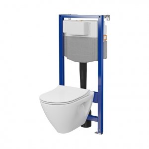 CERSANIT - Set C34 - stelaż podtynkowy AQUA 50 MECH QF + miska zawieszana MILLE PLUS CleanOn + deska duroplastowa SLIM antybakteryjna, wolnoopadająca, z funkcją łatwego wypinania  S701-813