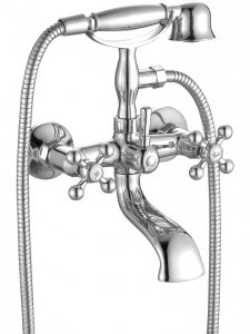 KUCHINOX - Bateria wannowa STILO ścienna z zestawem natryskowym Chrom  BKI_011D