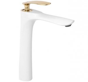 REA - Bateria umywalkowa ORBIT White Gold / Biało Złota Wysoka