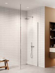 NEW TRENDY Kabina prysznicowa NESTA WALK-IN U 70x200 szkło czyste 8mm Active Shield 2.0 - WSPORNIK SUFITOWY K-1714-WS